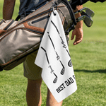Toalla de golf personalizada Best Dad Golf Club Waffle Quick Dry con 1-10 nombres y mosquetón Uso diario Día del padre Cumpleaños para papá Jugadores de golf