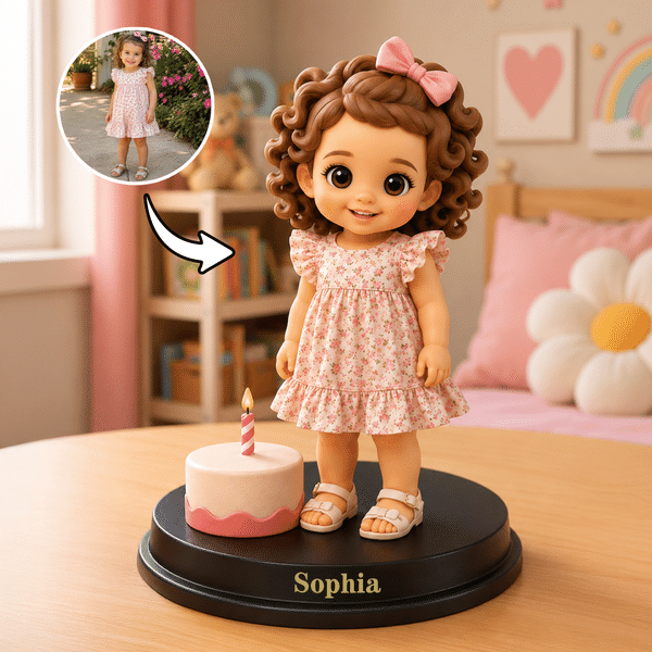 Personalized Cake Photo to 3D Figurine with Name Daily Use Room Decor Birthday Gift for Kids Family Friends