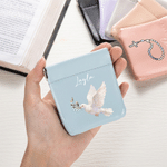 Personalised Cross Lamb Dove PU Leather Rosary Pouch Storage Bag with Name Communion Baptism Religious Gift for Christians
