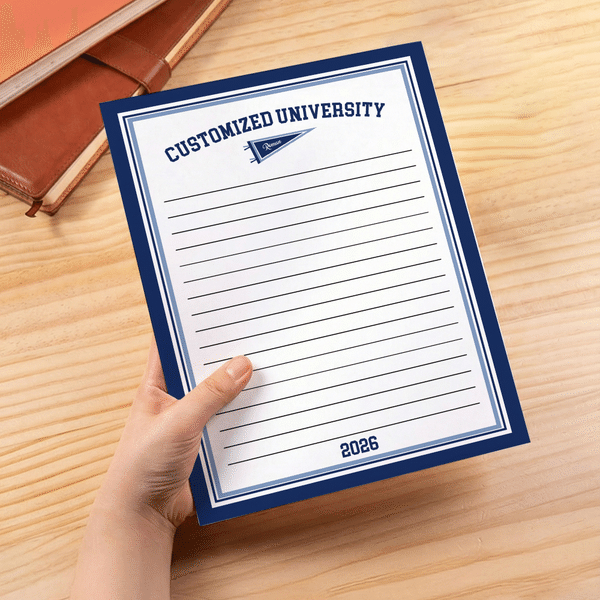Personalized Pennant School Name Notepad with 40/80 Pages and Year Daily Use Graduation Season Gift for Students Graduates