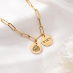 Personalized Pet Portrait Necklace with Engraved Name Dainty Jewelry Birthdayt Memorial Sympathy Gift for Dog Cat Owner Lover