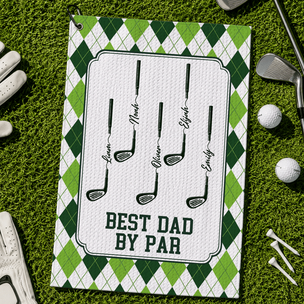 Personalized Golf Clubs Sports Towel with Name and Hanging Clip Outdoor Activities Use Game Day Birthday Father's Day Gift for Golf Lover Golfer Dad