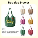 Personalized Multicolor Name Cute Flower Yarn Tote Bag Summer Vacation Use Beach Party Birthday Gift for Female Bridesmaid Besties