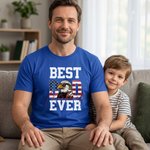 Personalised American Flag Eagle Dad 100% Cotton Men's T-shirt Sweatshirt with Name Father's Day American Independence Day Gift for Dad Grandpa