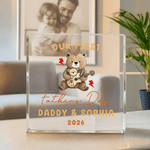 Personalized Our First Father's Day Animal Square Acrylic Plaque with Name and Year Desk Decor Father's Day Gift for New Dad