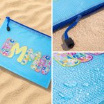 Bolsa de playa y piscina personalizada con nombre artístico impermeable libre de arena regalo vacaciones de verano para mujer