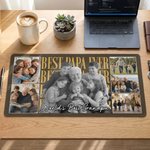Tapis de souris antidérapant personnalisé multicolore Best Dad Ever 2-6 Photos Tapis de souris avec texte Fournitures de bureau Utilisation quotidienne Cadeau de fête des pères pour papa