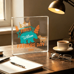 Personalized Our First Father's Day Animal Square Acrylic Plaque with Name and Year Desk Decor Father's Day Gift for New Dad