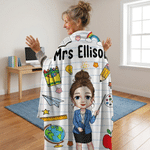 Personalised Teacher Cartoon Character Soft Throw Blanket with Name Home Decor Back to School Teacher's Day Birthday Gift for Teacher