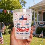 Personalized 250th USA Anniversary Frosted Food-Grade Plastic Cup with Text Set of 10 Independence Day Party Favor for American Families