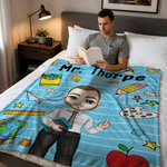 Personalised Teacher Cartoon Character Soft Throw Blanket with Name Home Decor Back to School Teacher's Day Birthday Gift for Teacher
