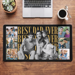 Personalised Multicolor Best Dad Ever 2-6 Photos Non-Slip Mouse Pad Desk Mat with Text Office Desk Supplies Daily Use Father's Day Gift for Dad