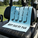 Toalla de golf personalizada Best Dad Golf Club Waffle Quick Dry con 1-10 nombres y mosquetón Uso diario Día del padre Cumpleaños para papá Jugadores de golf