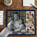 Tapis de souris antidérapant personnalisé multicolore Best Dad Ever 2-6 Photos Tapis de souris avec texte Fournitures de bureau Utilisation quotidienne Cadeau de fête des pères pour papa