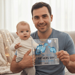 Personalized Our First Father's Day Animal Square Acrylic Plaque with Name and Year Desk Decor Father's Day Gift for New Dad