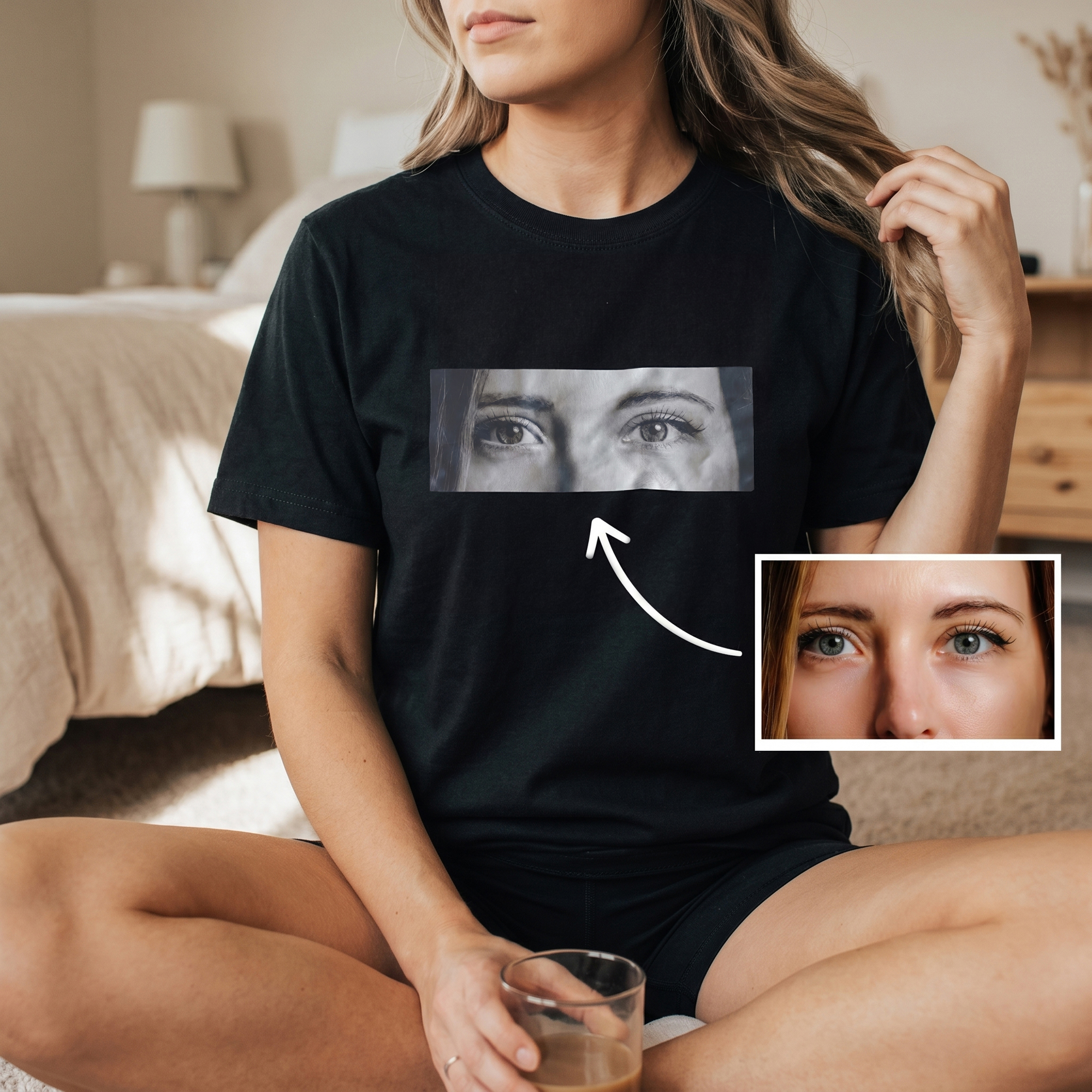 Personalisierte Multicolor Augen Foto weiches T-shirt Sweatshirt Hoodie Geburtstag Jahrestag Geschenk Paare