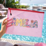 Bolsa de playa y piscina personalizada con nombre artístico impermeable libre de arena regalo vacaciones de verano para mujer