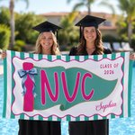 Personalized Colourful School Abbreviation Pennant Soft Quick Dry Beach Towel with Name Beach Party Graduation Gift for Woman Man Graduate