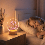 Personalized Birth Flower Clear Acrylic LED Night Light with Name Daily Use Birthday Gift for Mom Grandma