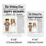 Personalized New York Times Style Wedding Photo Acrylic Plaque with Name Title and Date Wedding Birthday Gift for Newlyweds