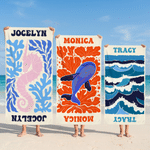 Henkilökohtainen Abstrakti Art Sea Animal Ylimitoitettu Quick Dry Magnetic Beach Towel nimi kesäloma Beach Party syntymäpäivälahja perheelle ystävät