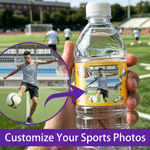 Personalized Soccer Leopard Print Photo Glitter Multicolor Water Bottle Label Sticker with Name and Year Party Decor World Cup Gift for Soccer Fans