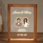 Personalised Wedding Photo LED Acrylic Night Light with Name Date and Wooden Frame Room Decor Birthday Wedding Gift for Newlyweds