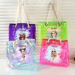 Personalized Cartoon Summer Shiny Trendy Girl Waterproof Clear Tote Bag with Name Pool Beach Party Birthday Gift for Her