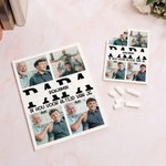 Gepersonaliseerde bouwsteenpuzzel met 4 foto's naam en tekst Vaderdag verjaardagscadeau voor papa of opa