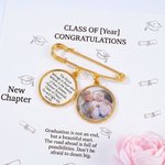 Personalised 1-3 Circle Photos Brooch Pin with Text Wedding Graduation Birthday Gift for Family Friends