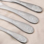 Personalized Engraved Jungle Animal Stainless Steel Cutlery Set with Name Daily Use Christmas Birthday Gift for Kids