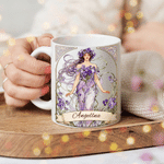 Personalized Anthropomorphic Birth Flower 11 oz 15 oz Ceramic Coffee Mug with Name and Coaster Daily Use Birthday Gift for Girls Friends