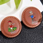 Personalised Cartoon Golfer Character Face Photo PU Leather Magnetic Golf Ball Marker with Name Set of 2 Golf Club Birthday Gift for Golf Lovers