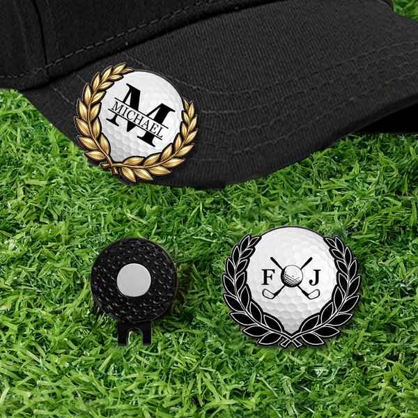 Personalized Golf Clubs Monogram Magnetic Hat Clip Golf Ball Marker with Initial and Name Birthday Game Day Golf Club Gift for Golfer Golf Lover