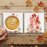 Personalized Anthropomorphic Birth Flower 11 oz 15 oz Ceramic Coffee Mug with Name and Coaster Daily Use Birthday Gift for Girls Friends