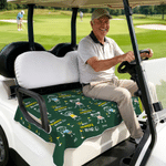 Personalized Multicolour Stickman Pattern Golf Cart Seat Cover with Name Daily Use Father's Day Gift for Golf Lover Father