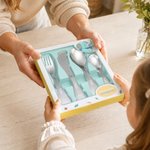 Personalized Engraved Jungle Animal Stainless Steel Cutlery Set with Name Daily Use Christmas Birthday Gift for Kids