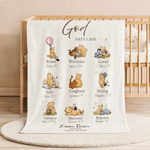 Personalized God Says I am Inspirational Scripture Classic Winnie the Pooh Soft Cotton Baby Blanket with Name Christening Baptism Gift for Infant