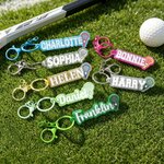 Personalized Colorful Glitter Lacrosse Stick Lacrosse Keychain with Name Sports Gift for Lacrosse Fan