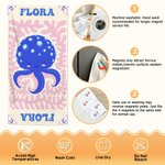 Serviette de plage magnétique surdimensionnée à séchage rapide avec nom Art abstrait personnalisé Animaux de mer Vacances d'été Fête de la plage Cadeau d'anniversaire pour la famille Amis