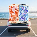 Serviette de plage magnétique surdimensionnée à séchage rapide avec nom Art abstrait personnalisé Animaux de mer Vacances d'été Fête de la plage Cadeau d'anniversaire pour la famille Amis