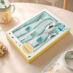 Personalized Engraved Jungle Animal Stainless Steel Cutlery Set with Name Daily Use Christmas Birthday Gift for Kids