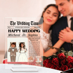 Personalized New York Times Style Wedding Photo Acrylic Plaque with Name Title and Date Wedding Birthday Gift for Newlyweds