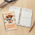 Personalized Cute Highland Cow 2026-2028 Planner Spiral Notebook with Weekly Monthly Planning Pages Nurse Week Appreciation Gift for Medical Staff