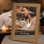 Personalised Wedding Photo LED Acrylic Night Light with Name Date and Wooden Frame Room Decor Birthday Wedding Gift for Newlyweds