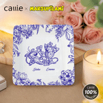 Personalized Long-Tailed Couple Marsupilami Blue Flower Ceramic Trinket Jewelry Dish with Name Birthday Gift for Her | Callie × Marsupilami®