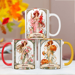 Personalized Anthropomorphic Birth Flower 11 oz 15 oz Ceramic Coffee Mug with Name and Coaster Daily Use Birthday Gift for Girls Friends
