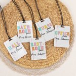 Personalized Colorful School Doodle Acrylic Hall Pass Lanyard with Text Classroom Supplies Back to School Gift for Teachers