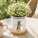 Personalised You're Always In My Heart Angel Pet Photo Ceramic Plant Pot with Name and Bamboo Tray Birthday Memorial Gift for Pet Lovers