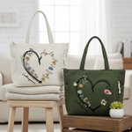 Personalisierte Cord Tragetasche mit skizzenhaften 1–6 Aquarell-Geburtsblumen und Namen | großer Shopper | Tote Bag | Geburtstag Geschenk für Mama Oma